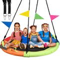 Tree Swing, Saucer Swing, 60 inch Large for Family, with Adjustable Hanging Straps, for Backyard Outdoor, Multicolor, Circle Rou