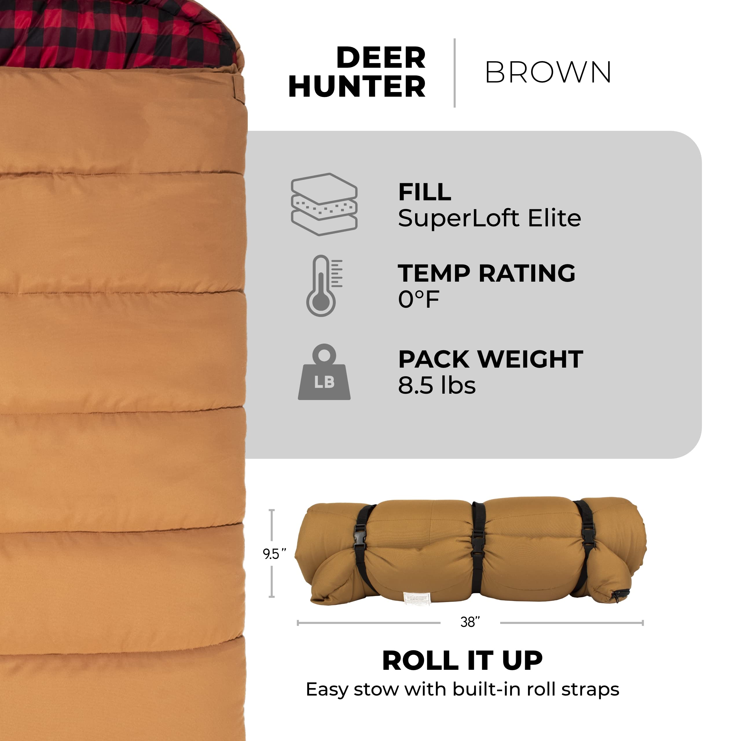 Teton Sports Deer Hunter Sleeping Bag - Warm Camping Sleeping Bag; Tough Canvas Shell; Camping, Hunting, Fishing And Cold Weathe