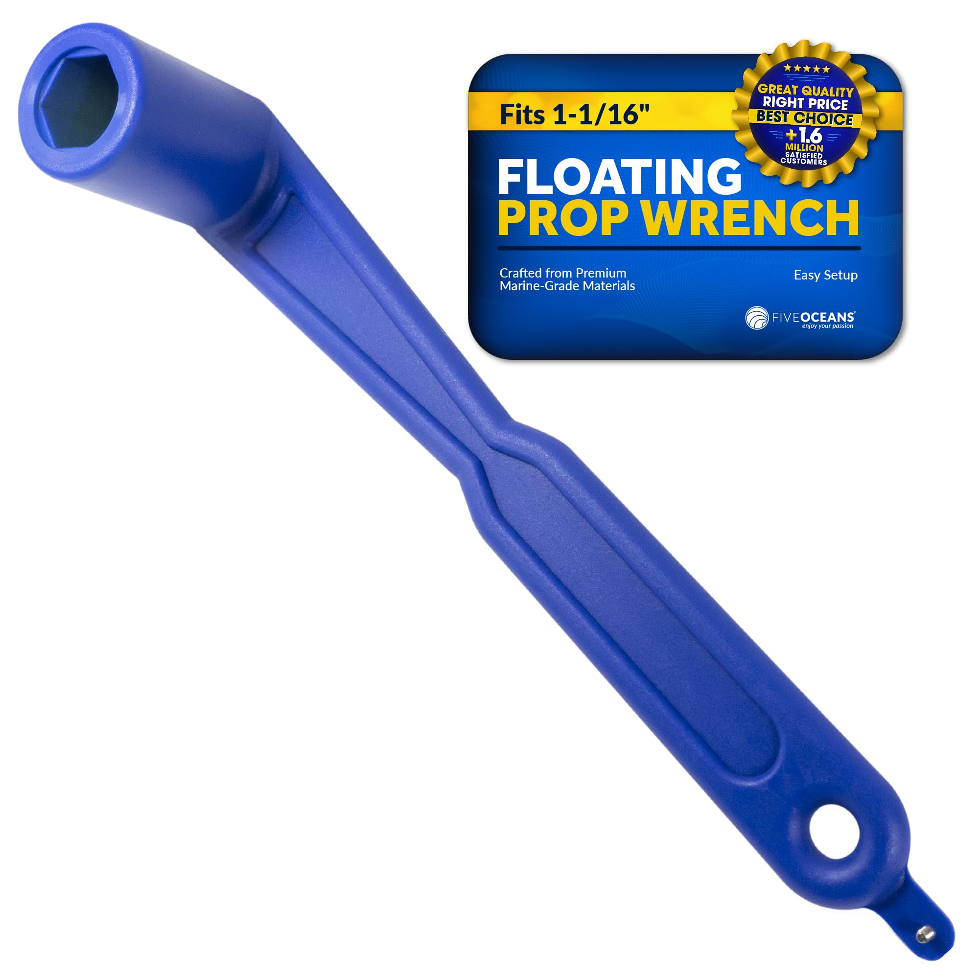 Five Oceans Prop Wrench, Floating Boat Propeller Wrench 1 1/16 Inches Nuts For Outboards And Stern Drives, Ideal Pontoon, Sport