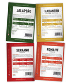 Heirloom Hot Salsa Growing Seed Packets 8 Varieties Habanero, Jalapeno, Serrano Peppers, Roma, San Marzano Tomato, Cilantro, Gre