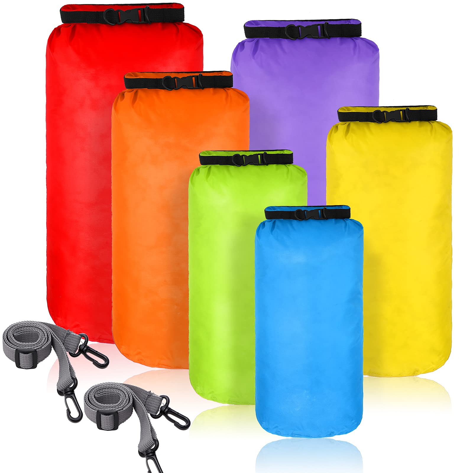 Shappy 6 Pcs Waterproof Dry Bag Set 6 Size Lightweight Sack and Long Adjustable Shoulder Strap 20/15/10/8/5/3l Outdoor Keep Gear