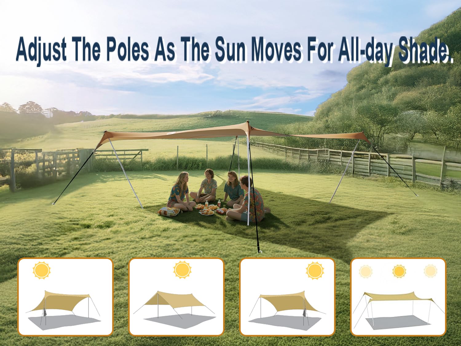 Bestset 10  10Ft Upf50+ Beach Tent Sun Shelter, Windproof Stable Outdoor Pop Up Beach Shade Canopy For Camping, Fishing, Backyar