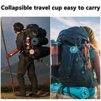 Litoexpe 4 Pack Silicone Collapsible Travel Cup Portable Folding Camping Cup Sets With Lids, Orange & Blue & Coffee & Purple, Ca