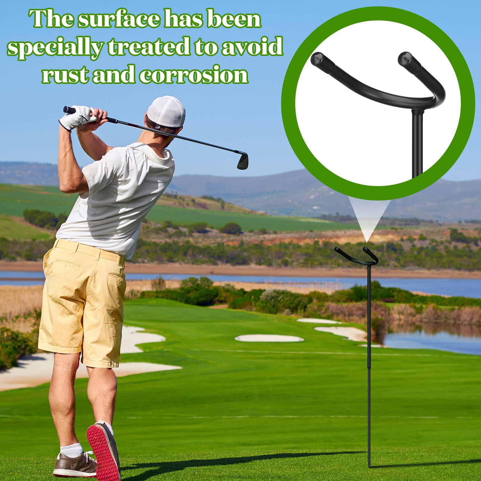 Silipull 2 Pcs U Shaped Golf Club Holder Keeps Your Clubs Clean, Dry And Visible, Soft Rubber Covered Metal Golf Club Holder Pro