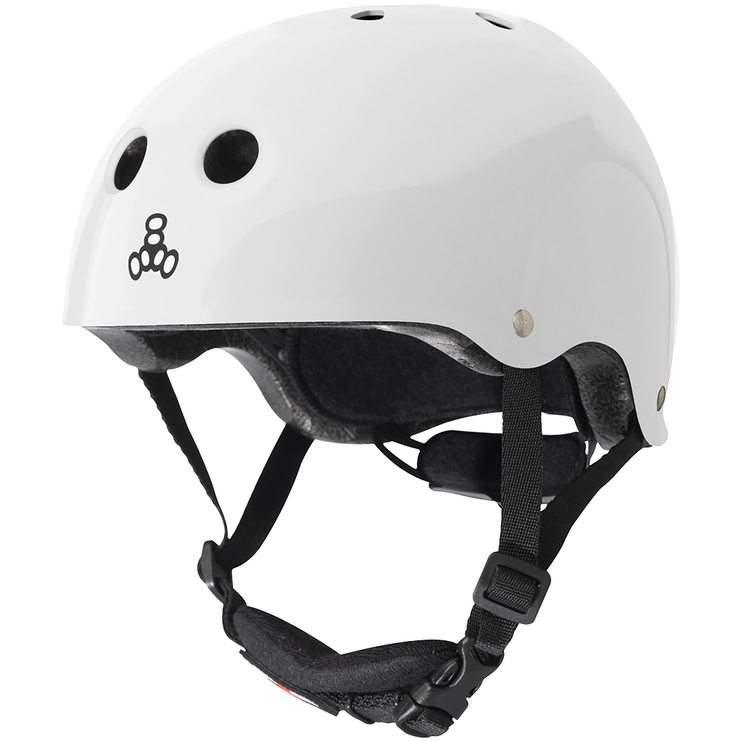 Triple Eight LIL 8 Dual Certified Sweatsaver Kids Skateboard and Bike Helmet with Padded Chin Buckle, White Glossy, (3922)