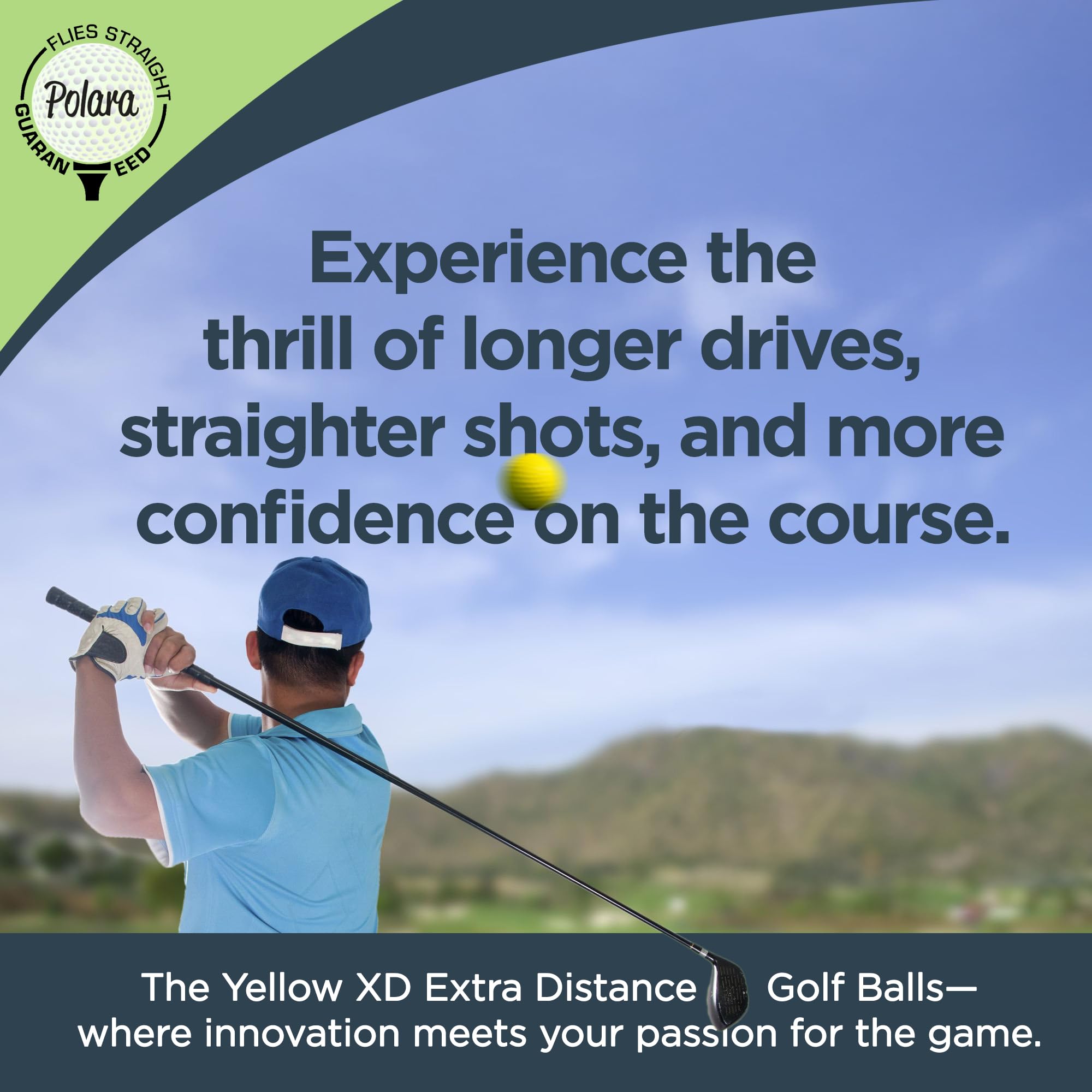 Polara Golf Xd Yellow Extra Distance Balls, Reduces Hooks And Slices, Pack Of 12