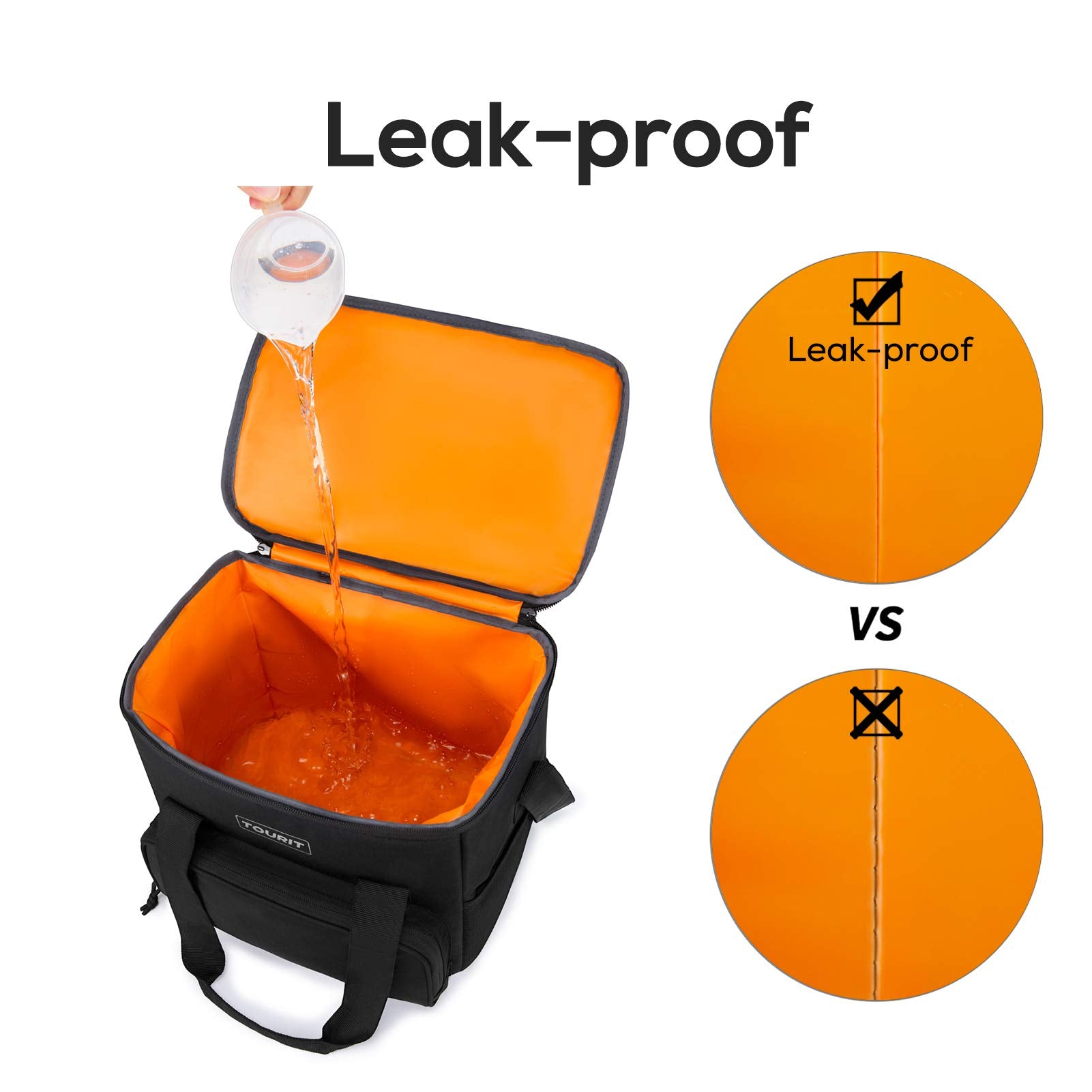 Tourit Cooler Bag 24-Can Insulated Soft Cooler Lunch Coolers Portable Cooler Bag 14.6L For Picnic, Beach, Work, Trip, Daily, Bla
