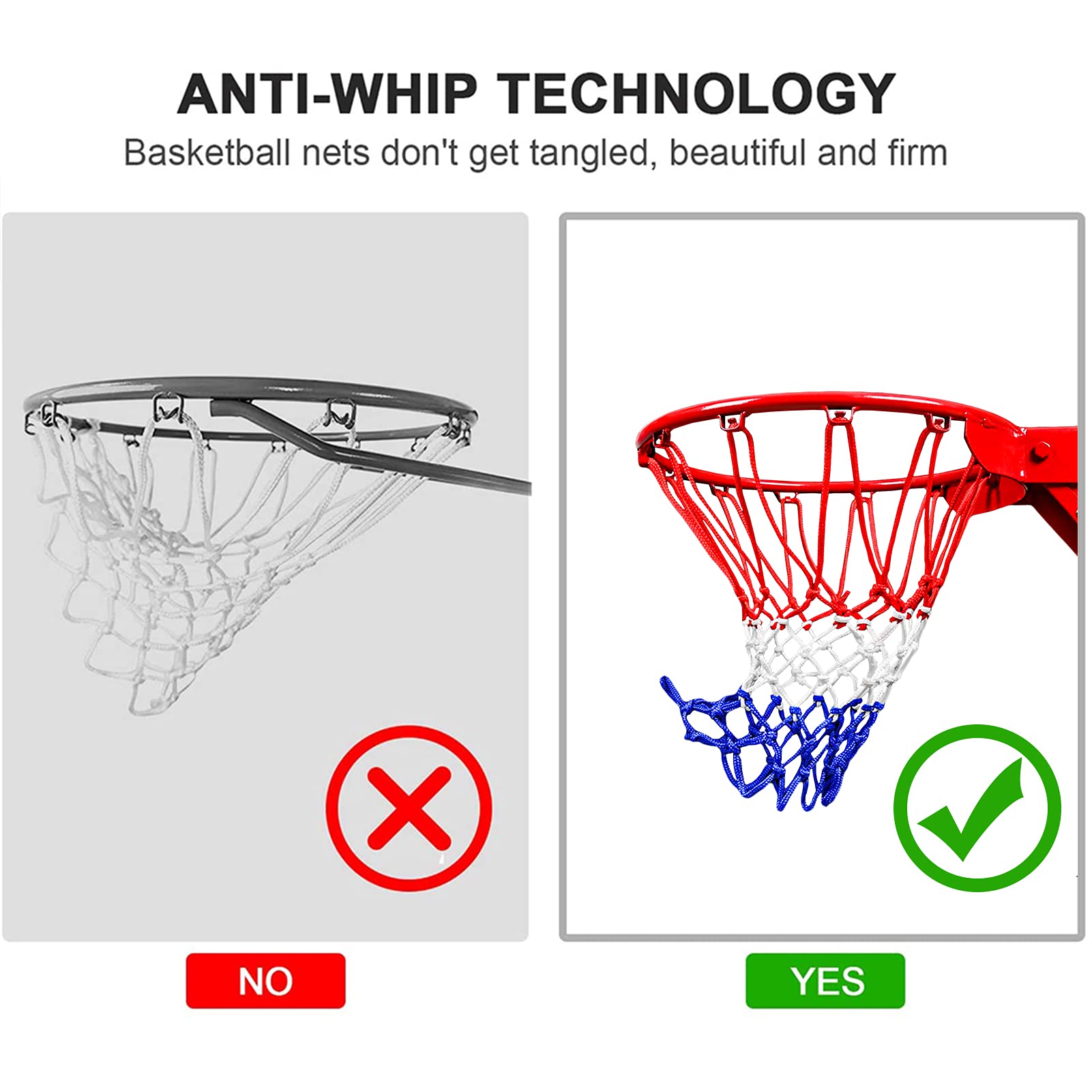 Neijiang Basketball Net Replacement, 2023 Upgrade Thick Professional Basketball Nets Heavy Duty Outdoor, All Weather Anti Whip C