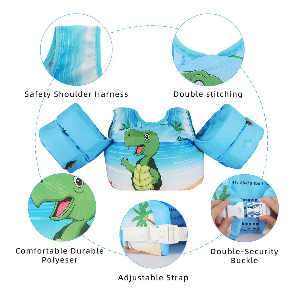 Doohalo Kids Swim Floats For 28-70 Pounds Kid Arm Shoulder Float Vest Fit For 2-8 Years Older Boys Girls Toddler Baby Children