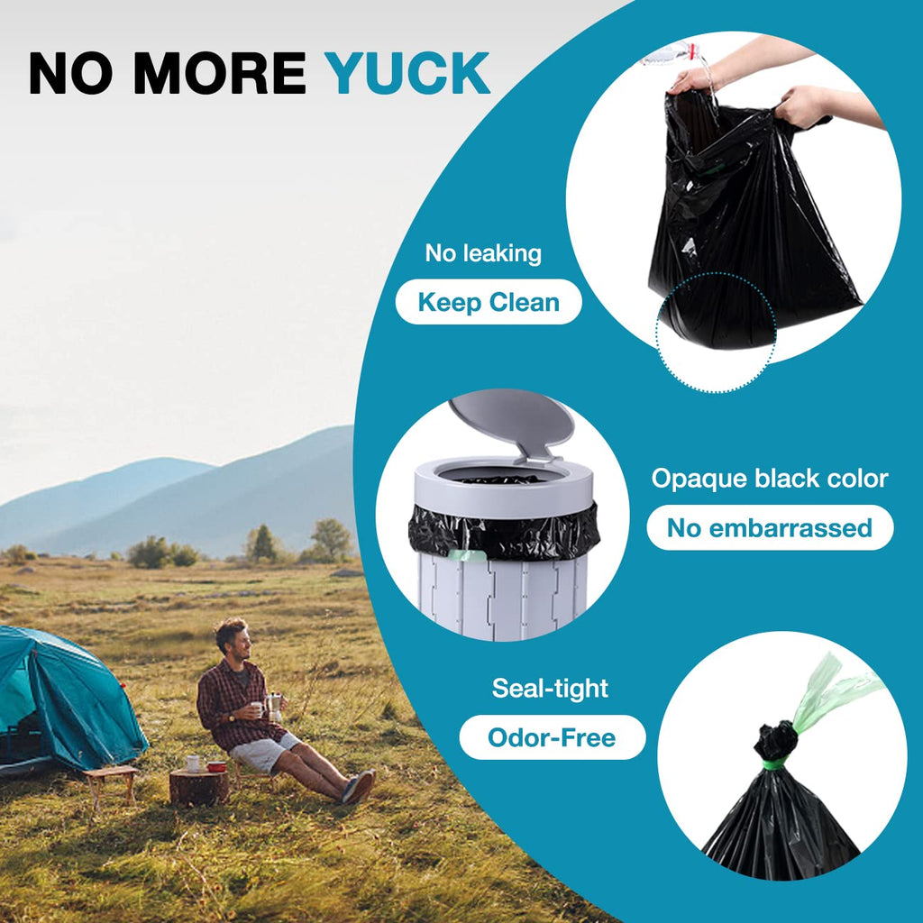Triptips Portable Toilet Bags 20 Count Drawstring 8 Gallon Camping Toilet Bags Toilet Waste Bags Leak-Proof Toilet Liners, Trash