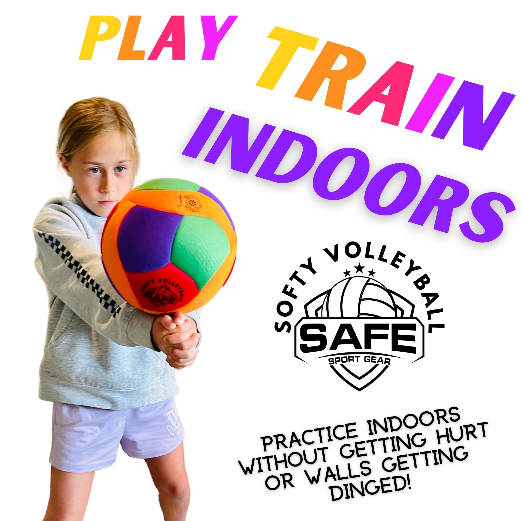 Safe Sport Gear Softy Volleyball - Super Soft Volleyball Designed For Pain-Free Play - Awesome Kids Volleyball With A Realistic
