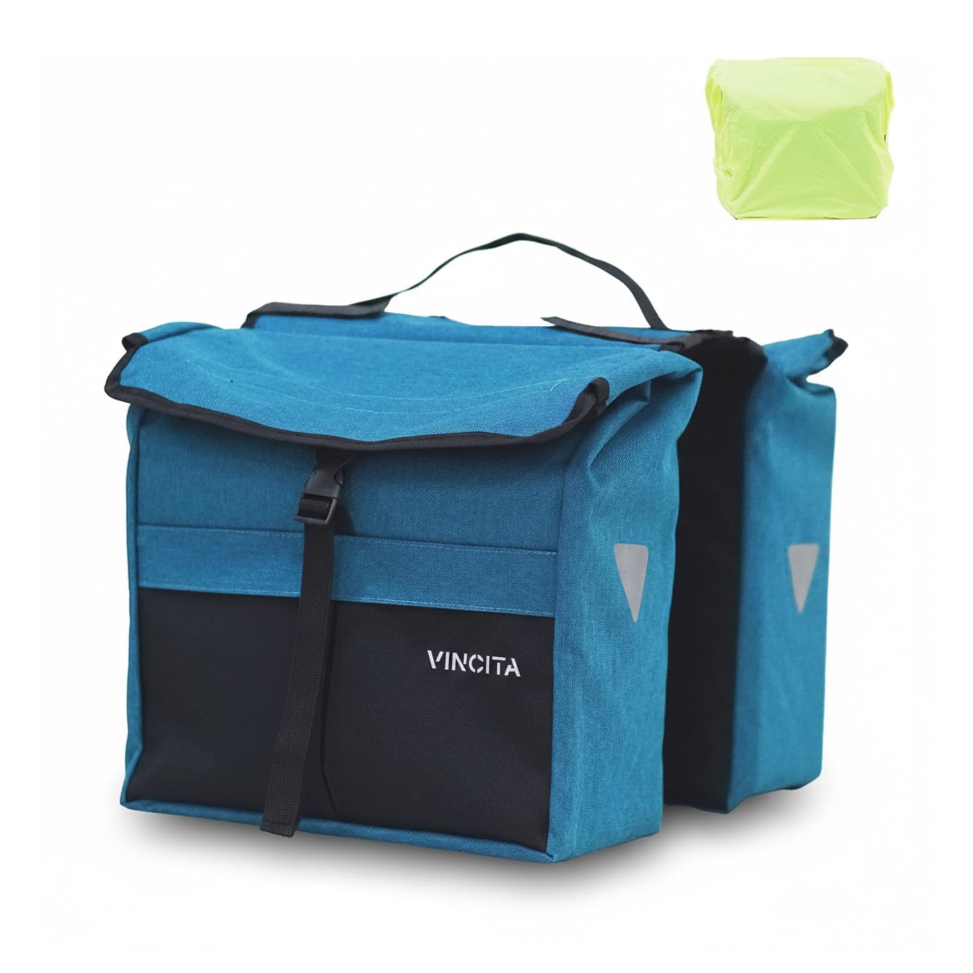 Vincita Double Bike Pannier Bag - 12L Top Load Rear Rack Saddlebags - Water-Resistant Commuter Carrier with Rain Cover, Rigid Ba
