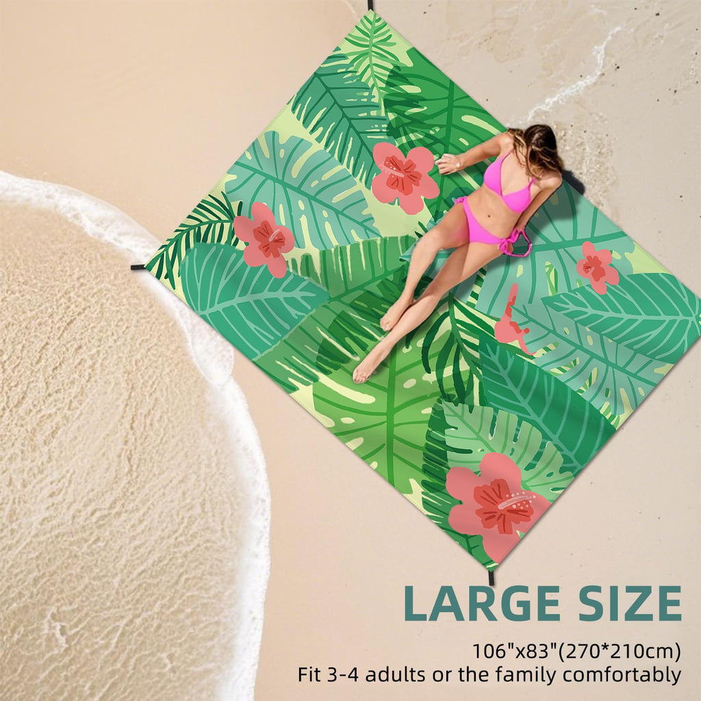Dpwcvm Beach Blanket Waterproof Sandproof Large Beach Mat 83 X 106 For 3-5 Adults Sand Free Mat Quick Drying,Lightweight & Durab