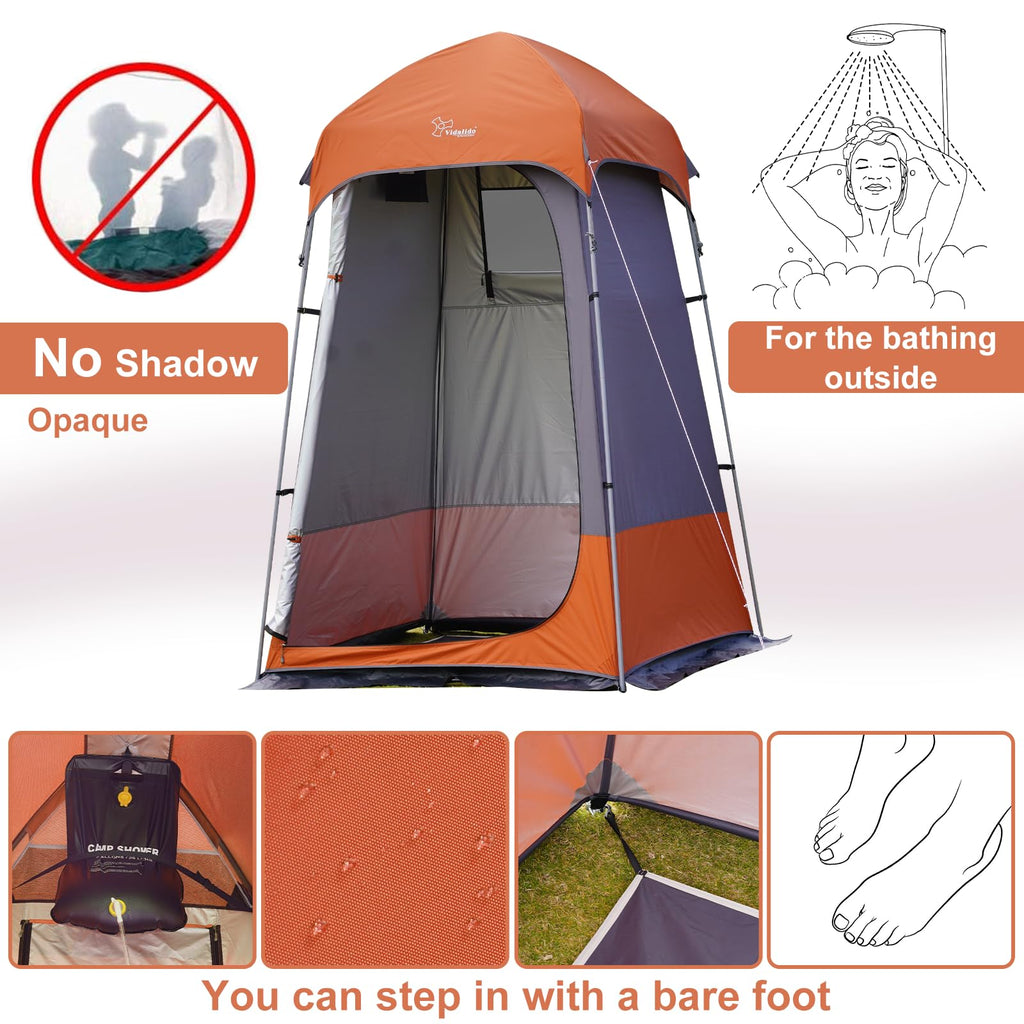 Outdoor Shower Tent Changing Room Privacy Portable Camping Shelters (Gray Orange)