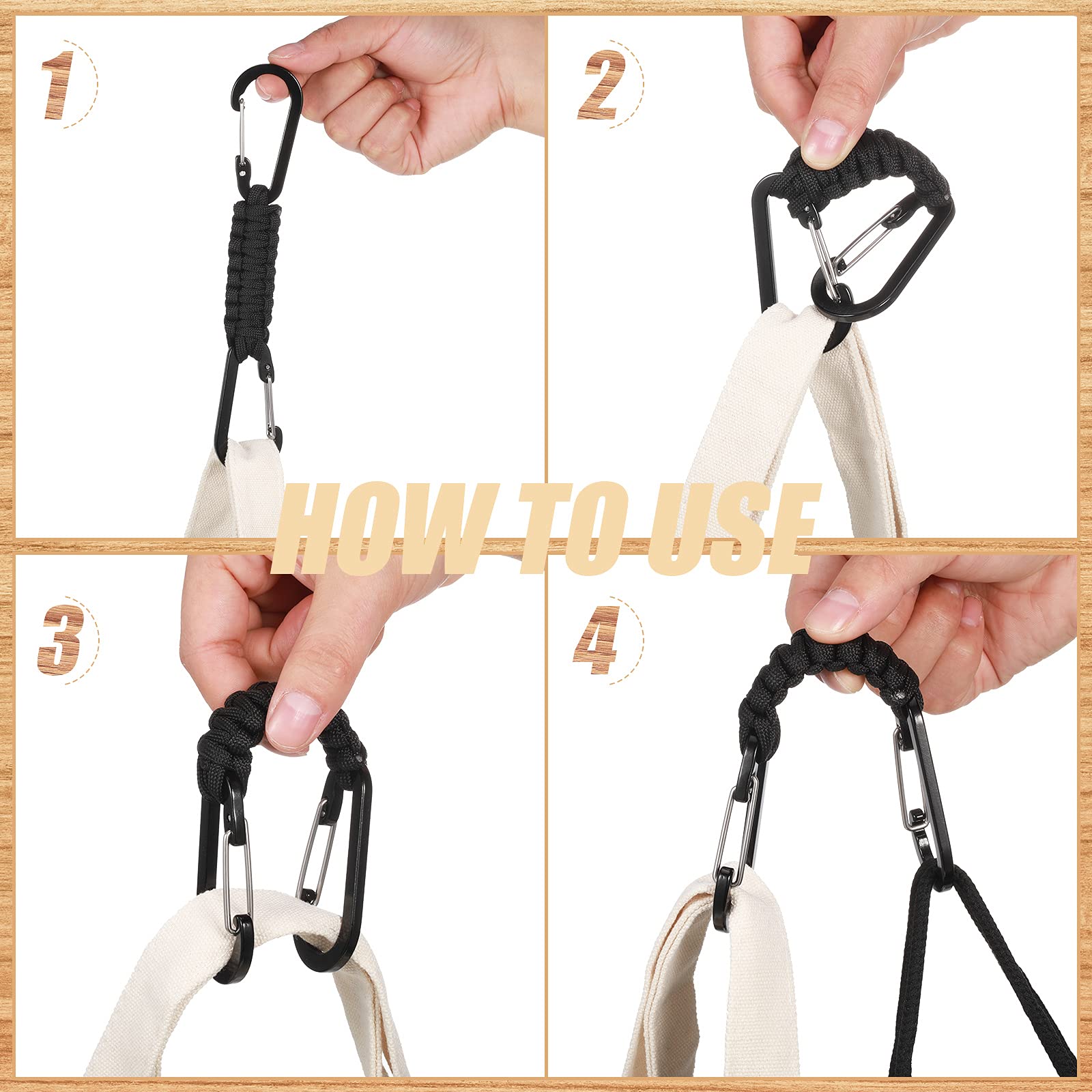 Ferraycle 5 Pieces Paracord Keychain Braided Paracord Lanyard Clips For Camping Hiking Clip Water Bottle Keys Backpack Tools (Bl