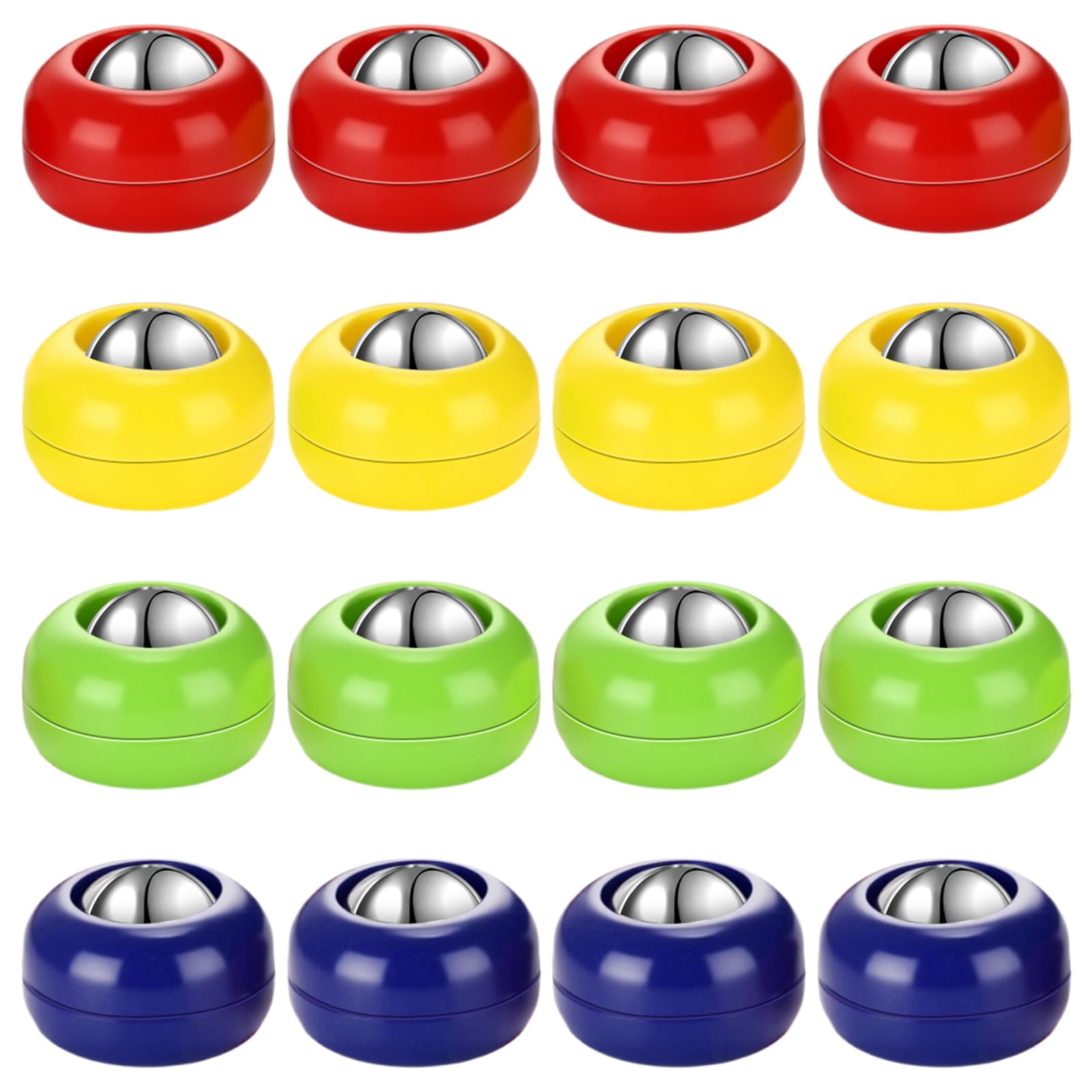 Gejoy 32 Pieces Mini Shuffleboard Replacement Pucks Tabletop Equipment Rollers Set Shuffleboard Curling Accessories(Red, Blue, Y