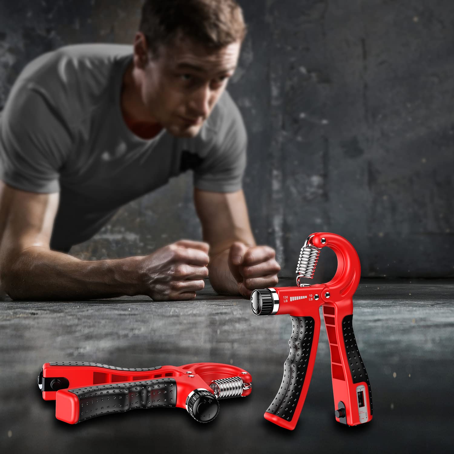 Kdg Wrist Strengthener 2 Pack(Red) Adjustable Resistance 10-130 Lbs Forearm Exerciser,Grip Strength Trainer For Muscle Building
