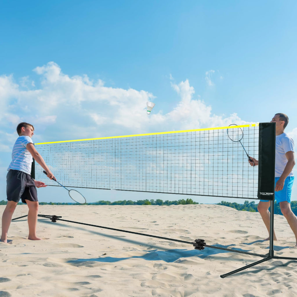 Vevor Badminton Net, Height Adjustable Volleyball Net, 17Ft Wide Foldable Pickleball Net, Portable Easy Setup Tennis Net Set Wit