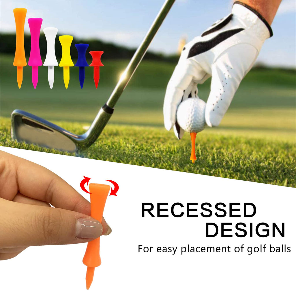 Finger Ten Golf Tees Unbreakable Step Down Plastic Mixed Size Bulk Value 100 Count, 2 3/4, 2 1/4, 2, 1 3/4, 1 1/2 Inch Height Co