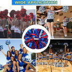 Lovecheer 2Pcs Pom Poms Cheerleading Blue And Red Metallic Cheerleader Pom Poms With Handle For Dance Party Sports Spirits