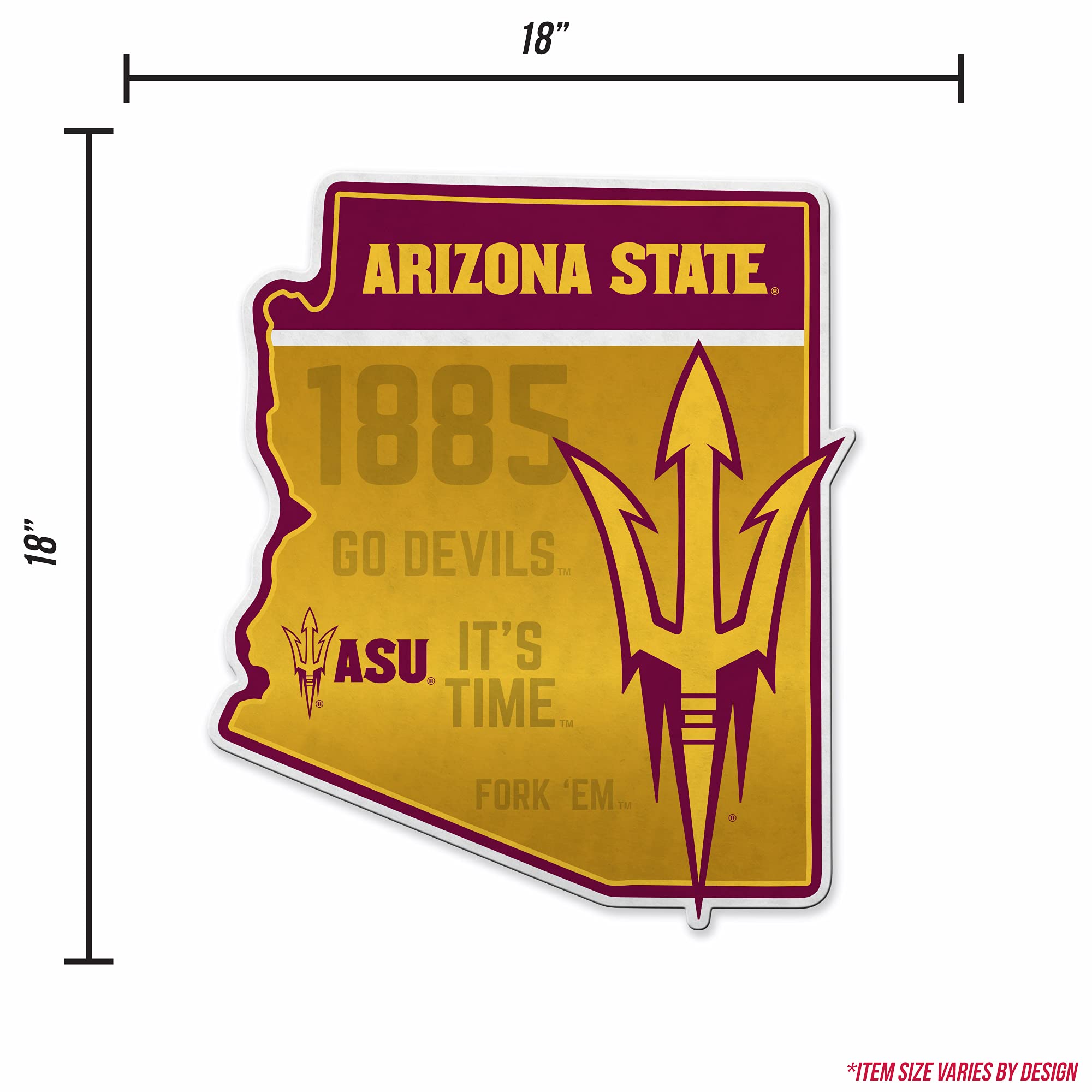 Rico Industries Ncaa Arizona State Sun Devils State Shape Shape Cut Pennant - Home And Living Room D  Cor - Soft Felt Ez To Hang