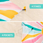 Beach Blanket Waterproof Sandproof, Oversized Picnic Blankets With Stakes And Sand Pockets, Lightweight Quick Drying, Extra-Larg