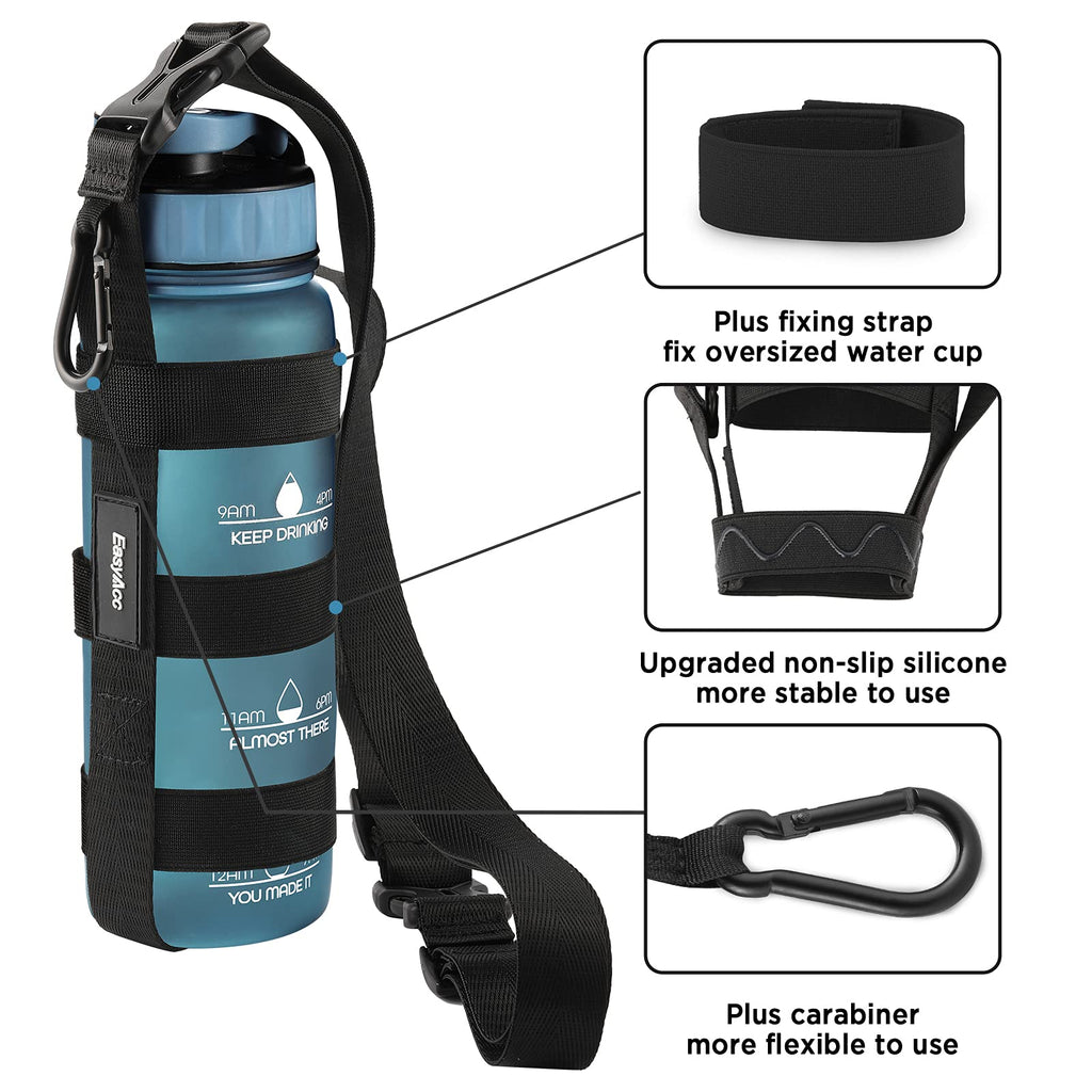 Easyacc Water Bottle Handle Shoulder Strap, For 12Oz - 64 Oz Hydro Flask Wide Mouth And Universal Water Bottles, With Carabiner,