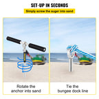 Vevor Sand Anchor, 18'' Length Auger To The Beach And Sandbar, 316 Stainless Steel Screw Anchor W/Removable Handle, Bungee Line