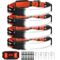 Adelante LED Headlamp Flashlight, 4Pack 1000LM 230Wide-Beam Rechargeable Head Lamp for Adults, Red Taillight & 16 Clips Waterpro