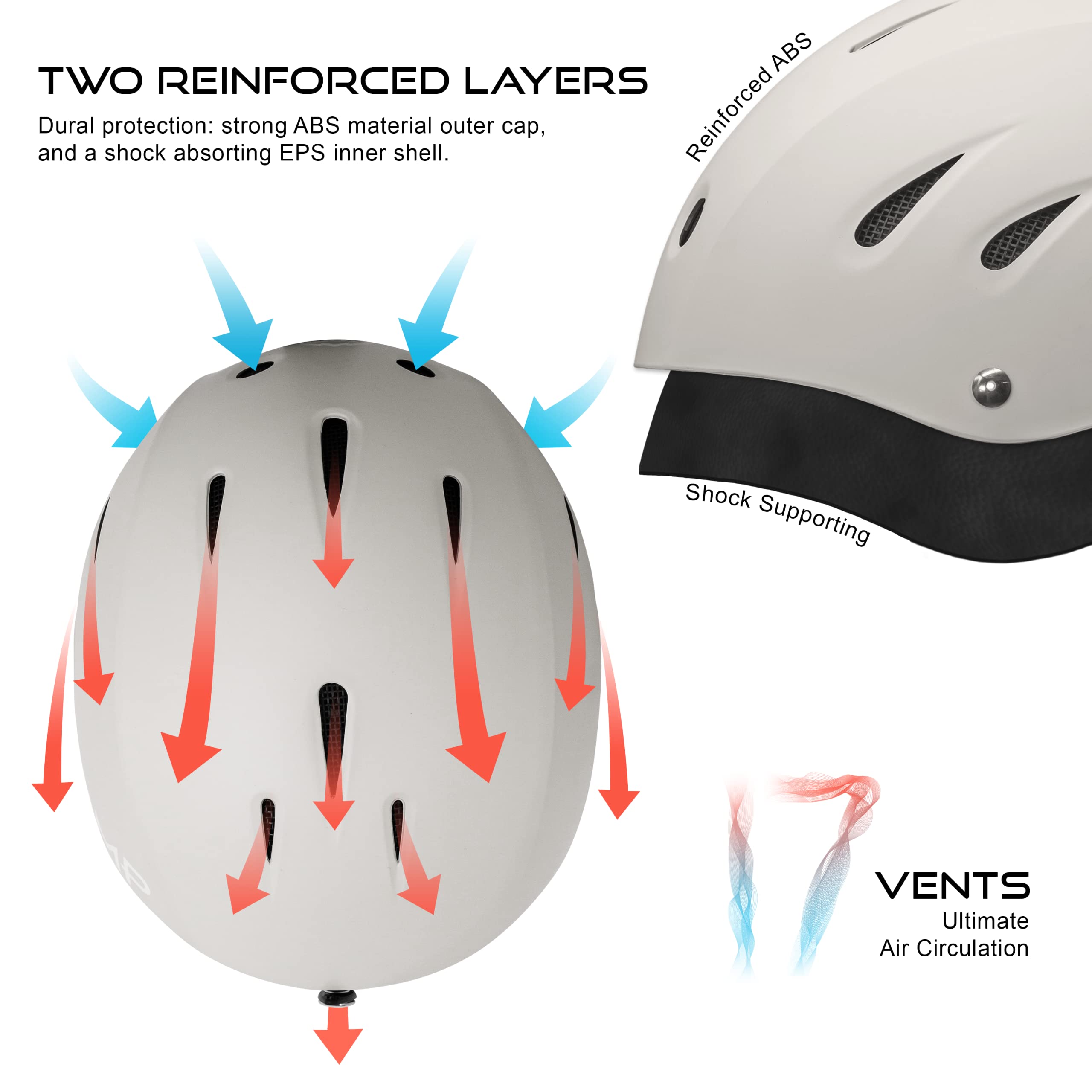 Stomp Ski & Snowboarding Snow Sports Helmet With Build-In Pocket In Ear Pads For Wireless Drop-In Headphone (Matte Grey, Small)