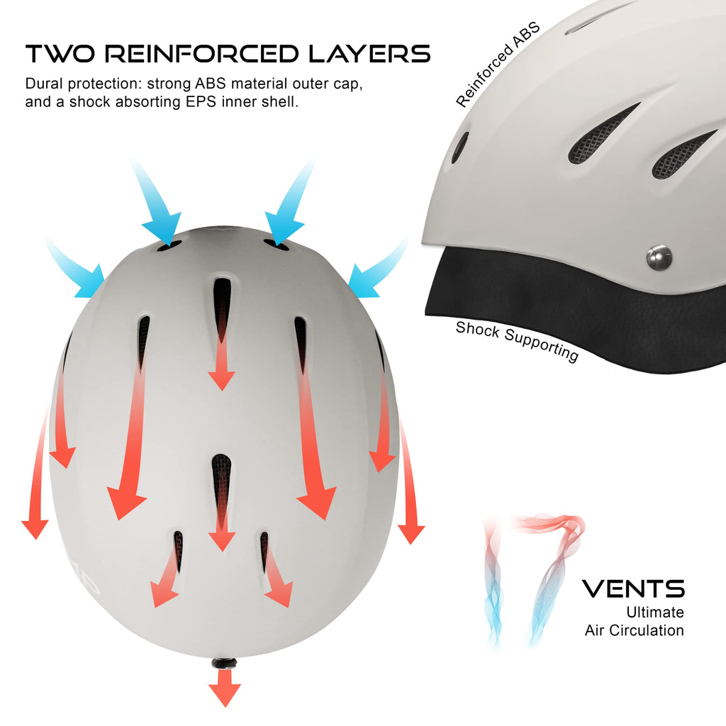 Stomp Ski & Snowboarding Snow Sports Helmet With Build-In Pocket In Ear Pads For Wireless Drop-In Headphone (Matte Grey, X-Large