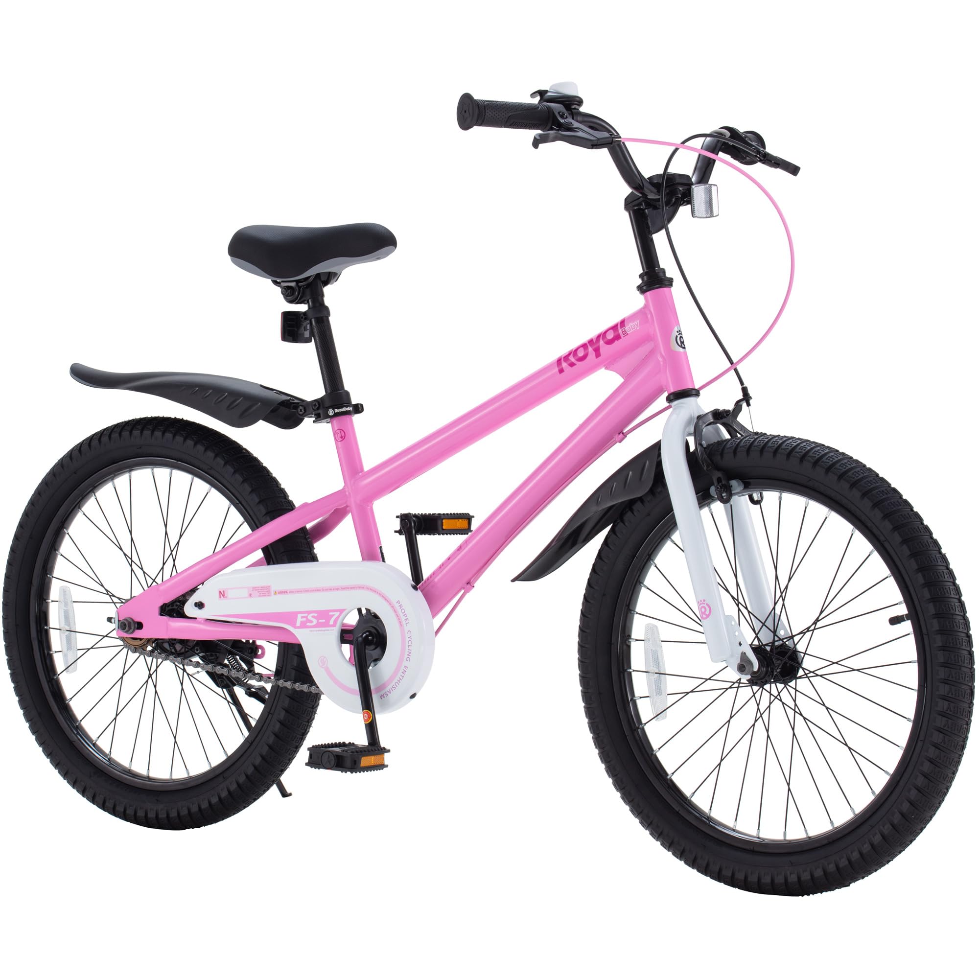 RoyalBaby Freestyle 7 Kids Bike 20 Inch Wheel Teens Bicycle Girls Ages 6-10 Years, Kickstand and Water Bottle Included, Pink