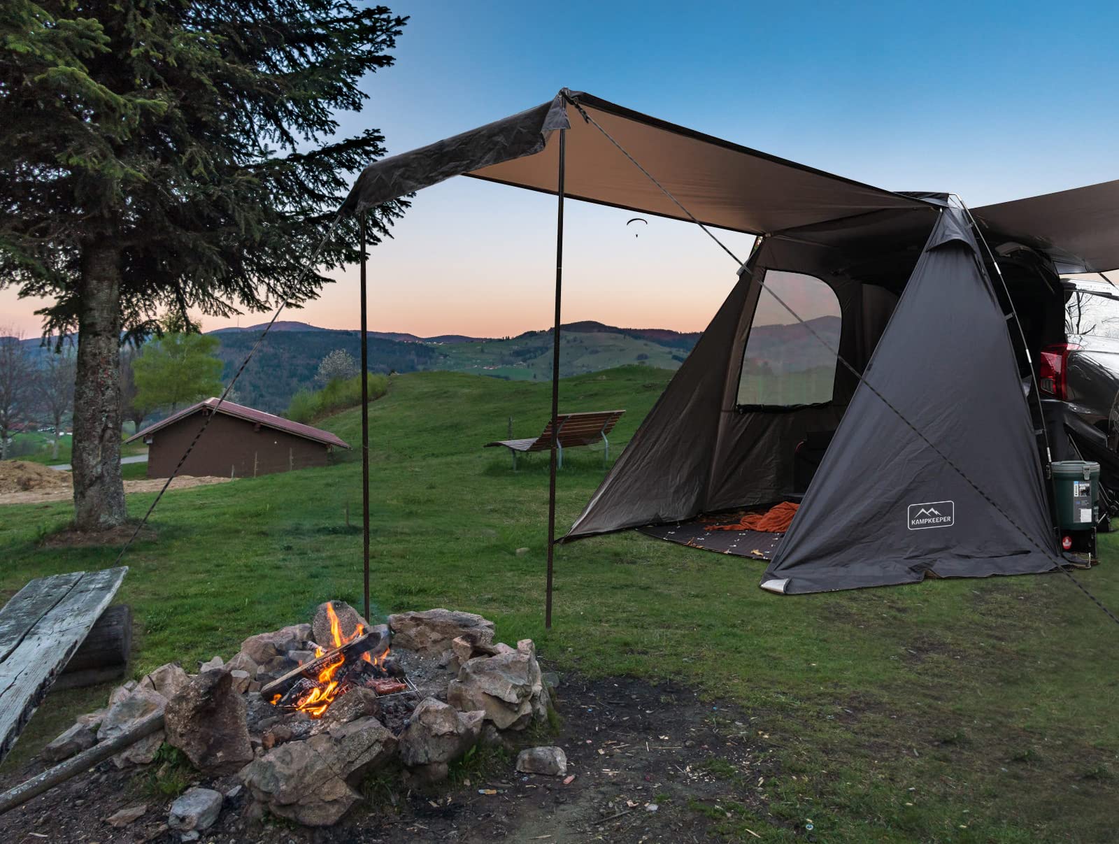 Kampkeeper Suv Car Tent, Tailgate Shade Awning Tent For Camping, Vehicle Camping Tents Outdoor Travel (Black)