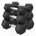 Handbode Hex Dumbbell 105 Lb Set, 12.5/17.5/22.5 Lb Weights Dumbbells Set Of 2, Rubber Encased Exercise & Fitness Dumbbells For 