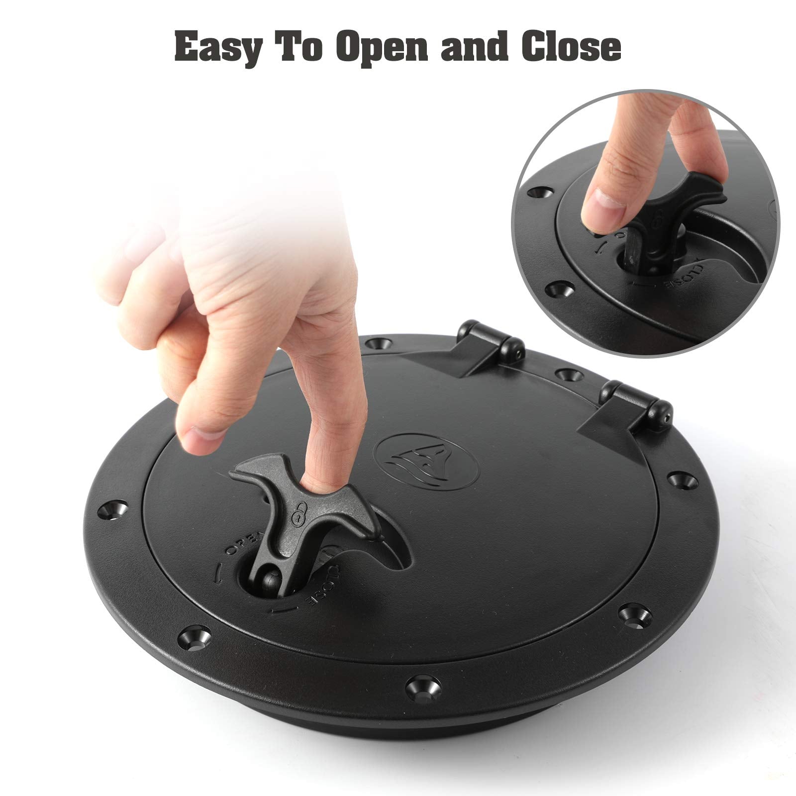 Anndason 2 Pcs 6'' Black Deck Plate Kit Deck Hatch With Storage Bag For Fishing Kayak Boating