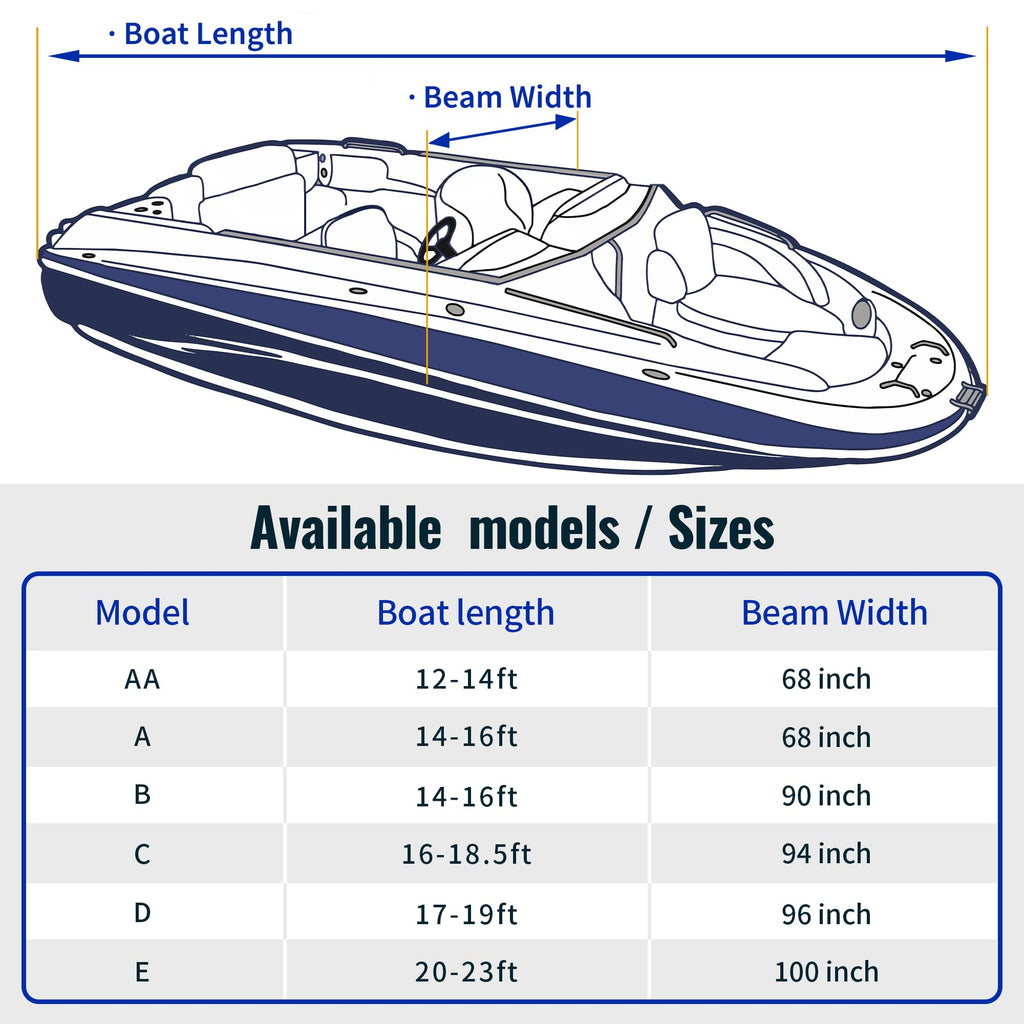 Nexcover Trailerable Boat Cover, Length: 16      -18.5       Beam Width: Up To 94      , Waterproof Heavy Duty Cover, Fits V-Hul