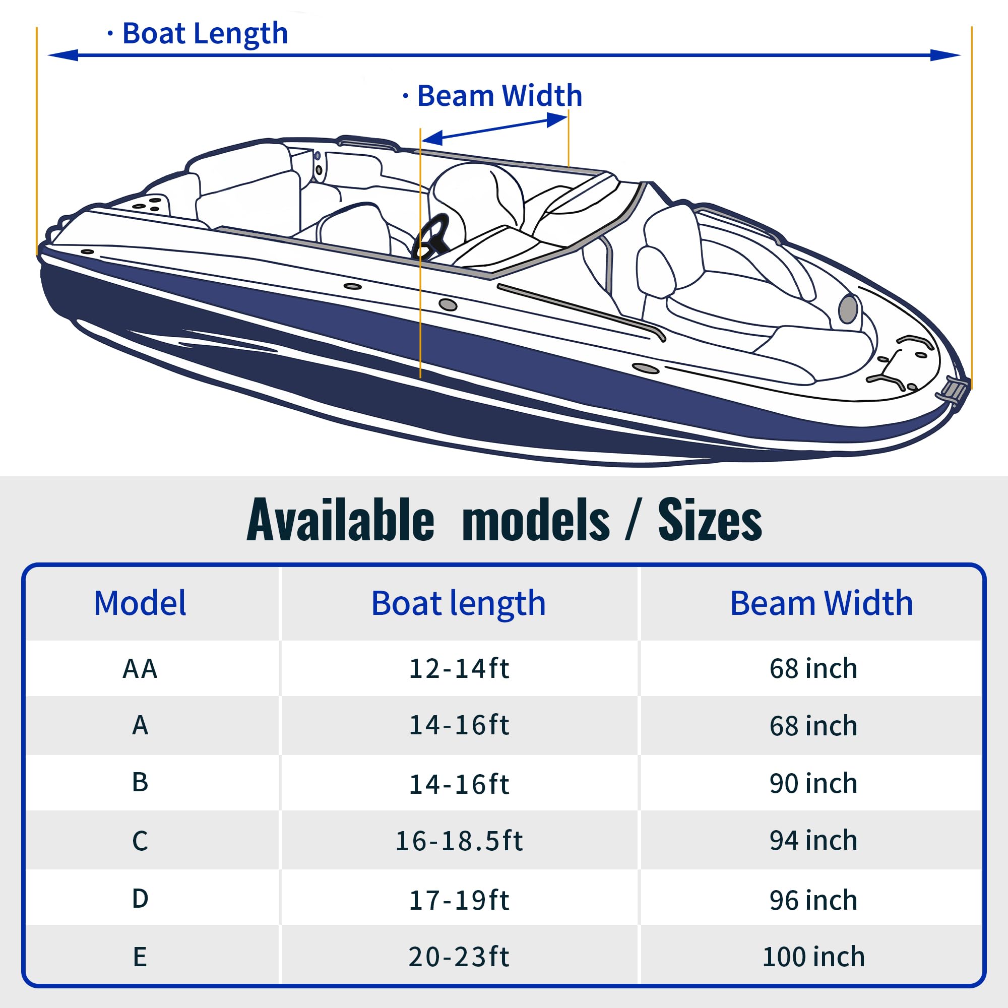 Nexcover Trailerable Boat Cover, Length: 16      -18.5       Beam Width: Up To 94      , Waterproof Heavy Duty Cover, Fits V-Hul