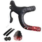 Gorix Bar Tape Handlebar Grip Wrap+2 Bar Plug Rose Pattern Road Mountain Bicycle Cycling (Gx-Bara(Global Edition)) (Black  Red)