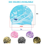 Moolecole Soft Waterproof Silicone Swim Cap Girls Summer Pool Sea Swimming Cap Bathing Haircare Hat Long Hair Purple Butterfly