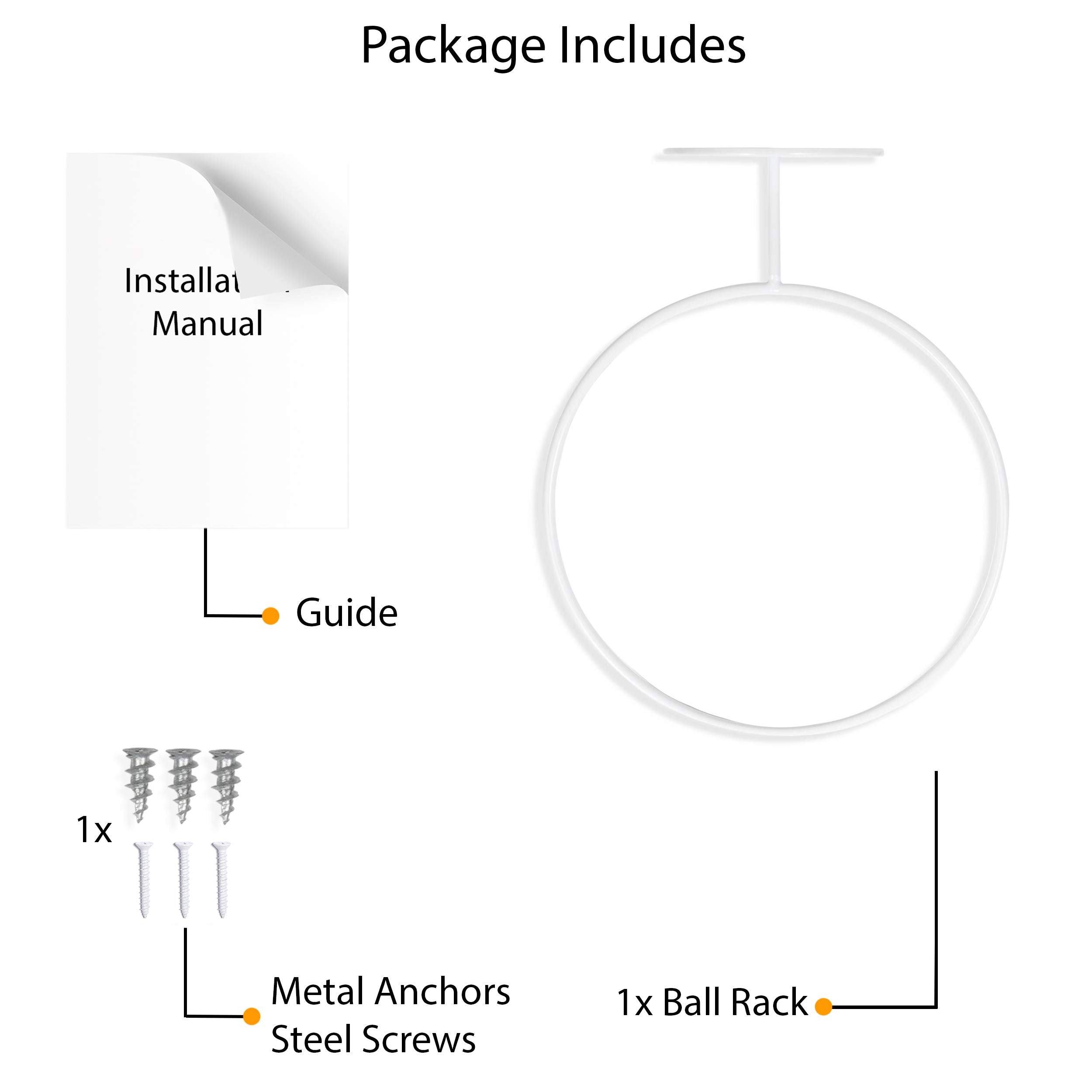 Wallniture Sporta Wall Mount Ball Storage, Ball Holder Organization And Storage Rack For Basketball, Football, Soccer Balls, Met