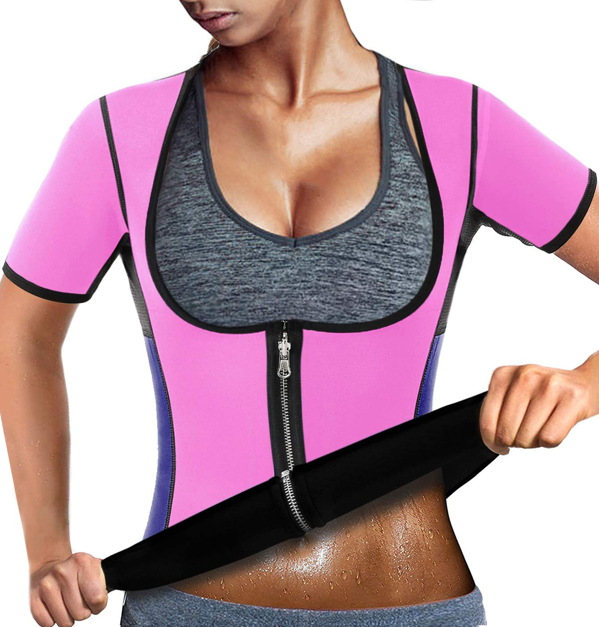 Ribika WomenS Body Shaper Sauna Vest Suit Sweat Waist Trainer Workout Tank Top Fitness Neoprene Shirt Running, Pink, 5XLarge
