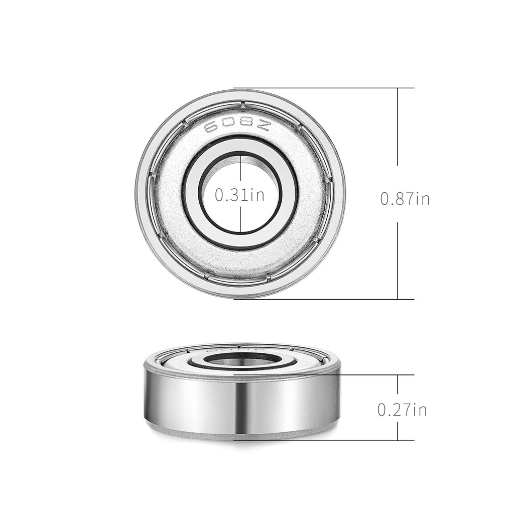 608-Z Shielded Sealed Miniature Skateboard-Bearings - 8X22X7Mm, 10 Pcs, Used In Longboard And Scooters Machinery, Roller Skates
