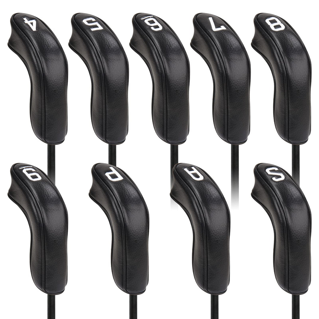 Big Teeth Golf Hybrid Iron Head Cover 9Pcs Hybrid Head Covers Set Long Hybrid Iron Covers, Golf Club Covers W/Big No. For Clevel
