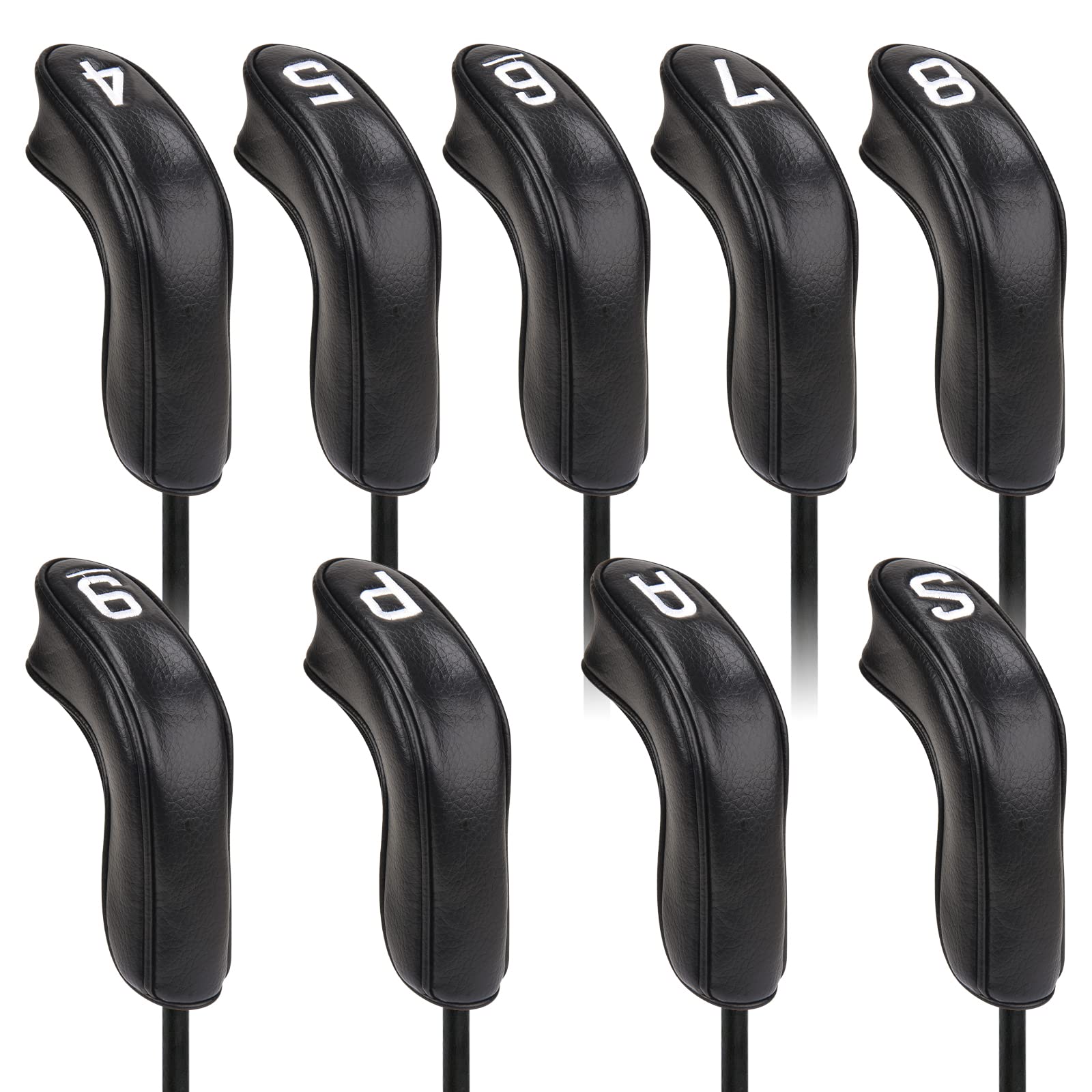 Big Teeth Golf Hybrid Iron Head Cover 9Pcs Hybrid Head Covers Set Long Hybrid Iron Covers, Golf Club Covers W/Big No. For Clevel