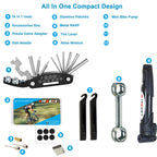 Bike Repair Bag & Bicycle Tire Pump, Tire Puncture Repair Kit, Bike Multi Tool Set, Maintain Bike Repair Tool Kit Portable Bike
