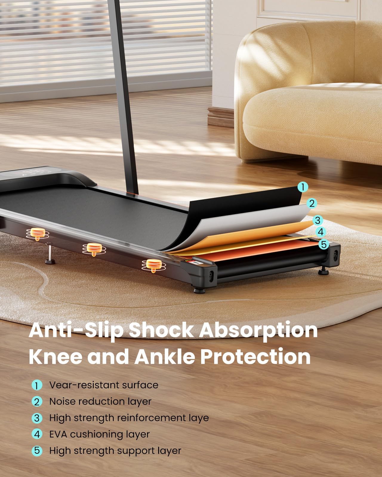 Abonow Walking Pad, 2.5 Hp Under Desk Treadmill, 2 In 1 Walking Pad With Incline, Walking Pad With Handle Bar, Led Display & Rem