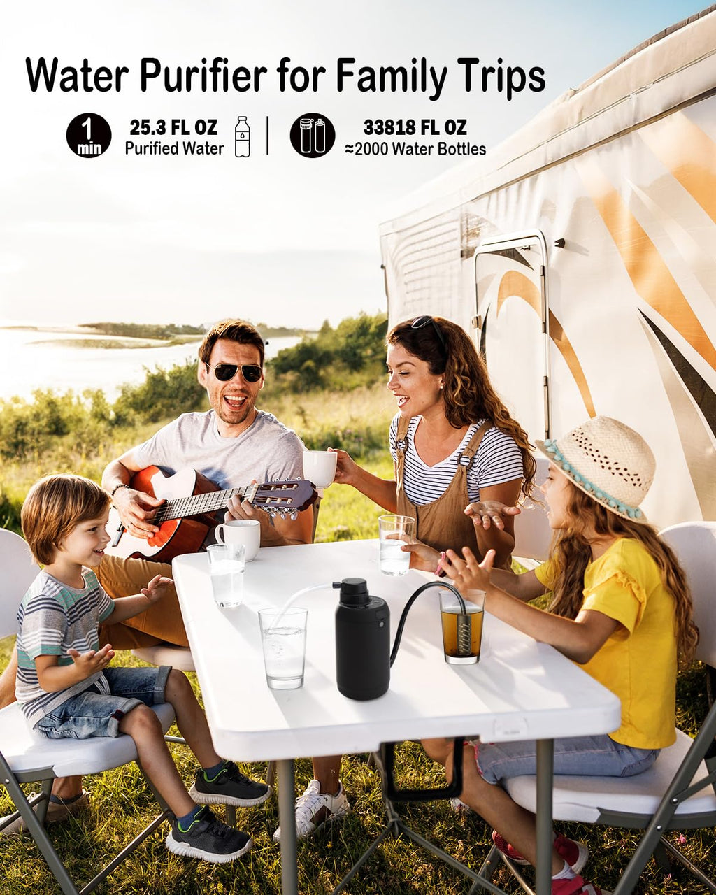 Portable Camping Water Purifier Dual 0.01 Micron Water Filtration System For Outdoor Backpacking, Hiking, Emergency - Dual Filte