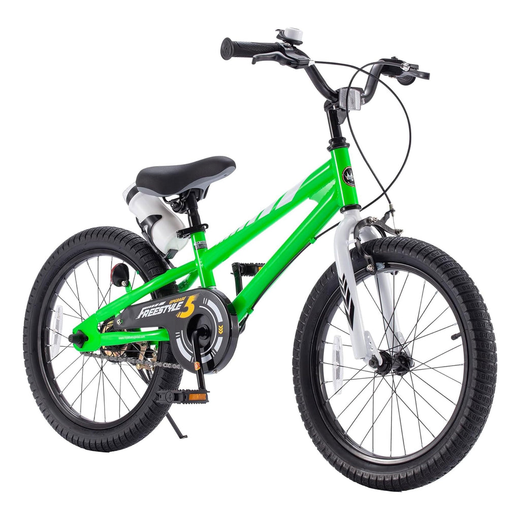 Royalbaby Freestyle Outdoor Childrens Bicycle Dual Handbrakes Sporty Kid Bike with Kickstand and Adjustable Seat, 18 Inch, Gree