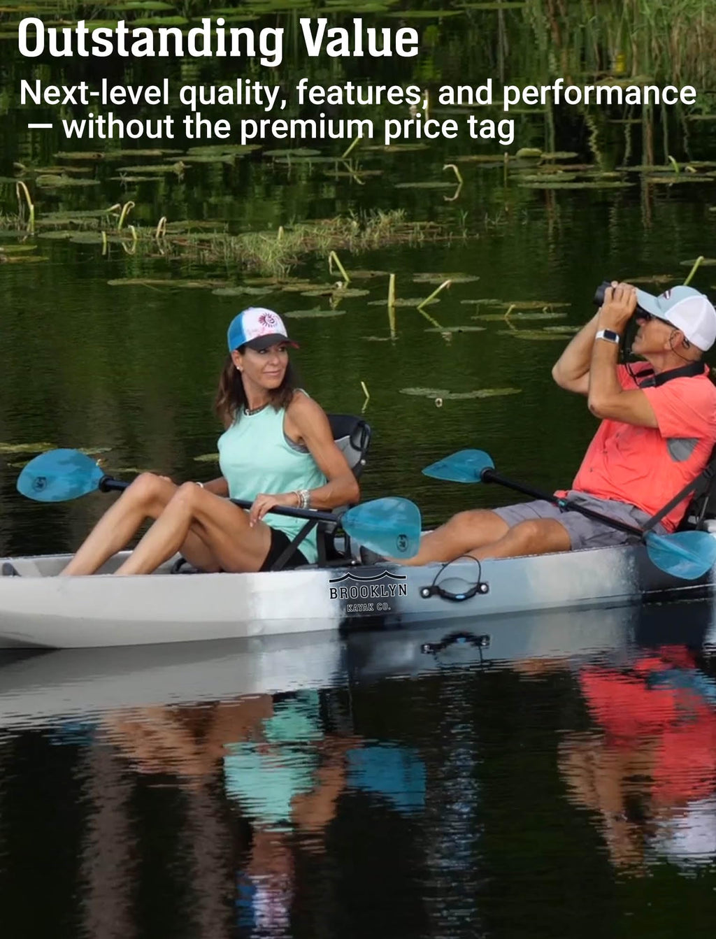Bkc Tk219 12.5-Foot Tandem 2 Or 3 Person Sit On Top Fishing Kayak W/Padded Seats And Paddles (Camo)