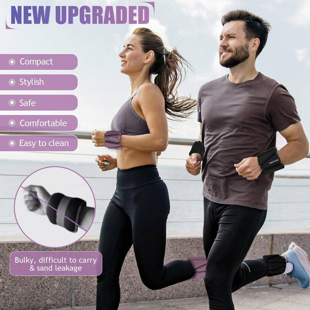 BECOJADDE Ankle Weights Set of 2 (2 lb Each) Adjustable Wrist Weights for Women Men Wearable Arm Leg Weight for Pilates, Running